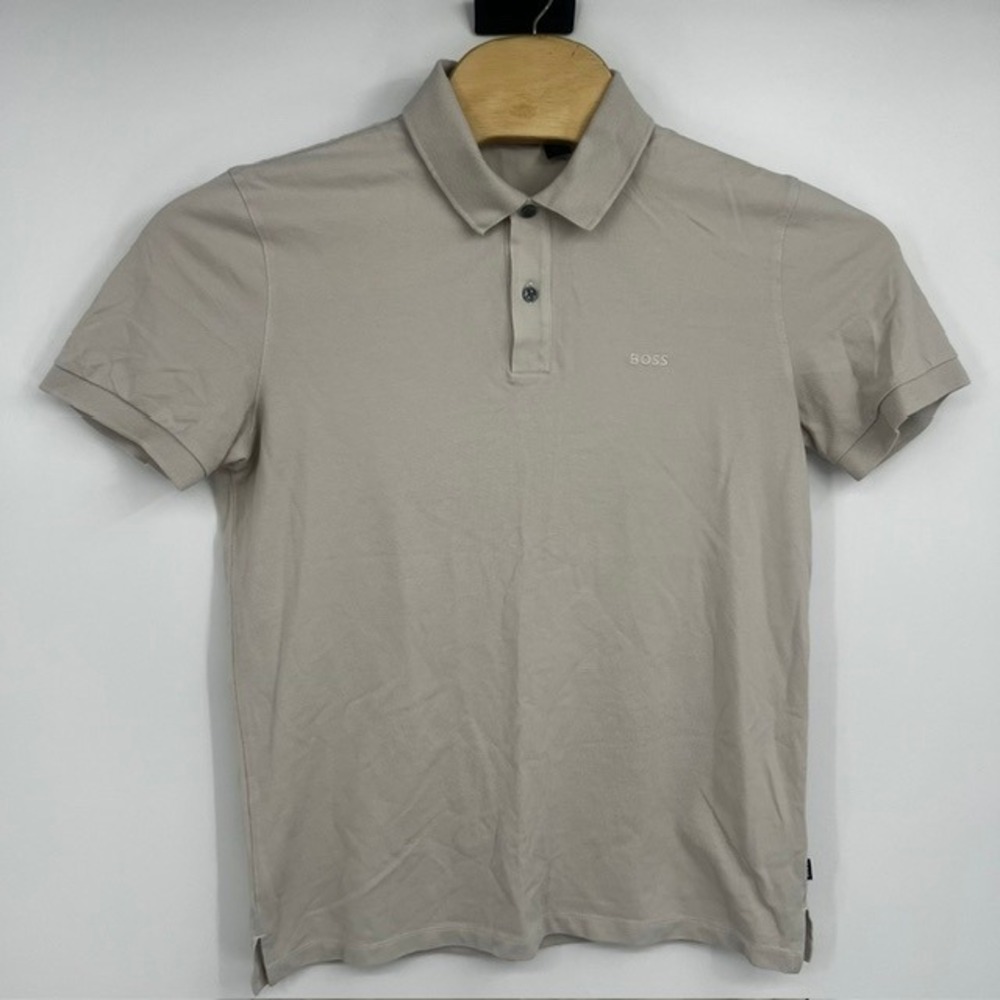 BOSS Hugo Boss Men's Beige Cotton Pique Short Sleeve Polo Shirt Size Large